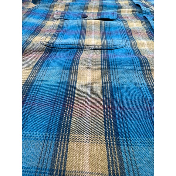 90s Levis Plaid Flannel Shirt Mens XL Blue Yellow Long Sleeve Cabincore Grunge - Picture 14 of 16